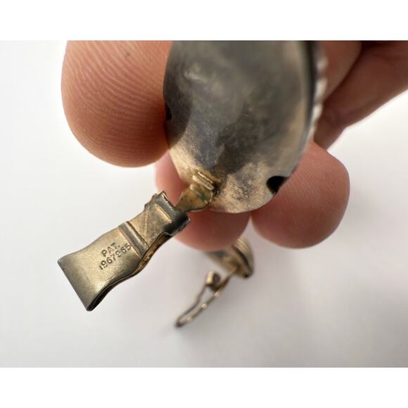 Vintage 50s MARINO Silver Tone Ribbed Dome Clip On Earrings Mid Century - Picture 7 of 9